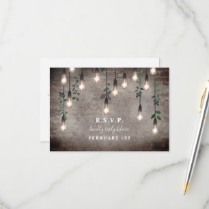 Cartons Réponse Vintage Lights Mariage botanique en briques indust