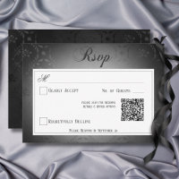 Vintage noir gothique noir Mariage damassé QR Code