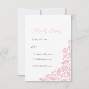 Cartons Réponse Vintage rose floral Rose Mariage dentelle