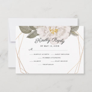 Cartons Réponse Vintage Rose Gold Frame Mariage Entree Choice