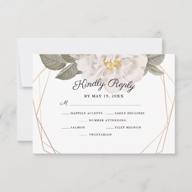 Cartons Réponse Vintage Rose Gold Frame Mariage Entree Choice (Devant)
