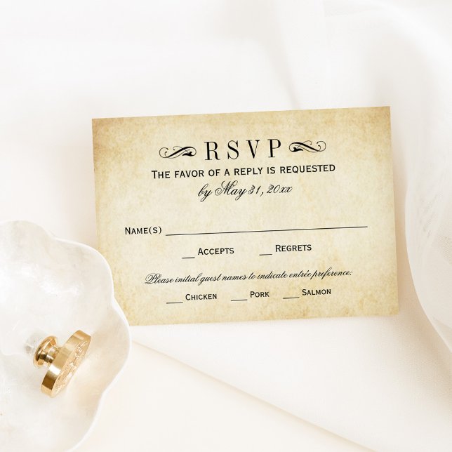 Cartons Réponse Vintage Rustic Black Flourish Mariage (Créateur téléchargé)