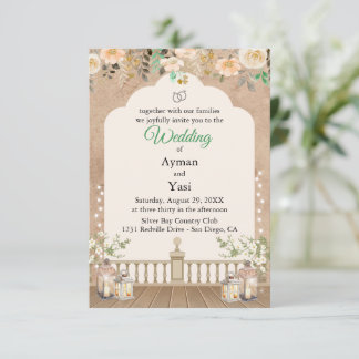 Cartons Réponse Vintage Scrapbook Wedding Invite Pressed Flowers
