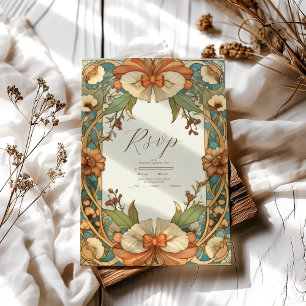 Cartons Réponse Vintage unique Floral Art Nouveau Mariage