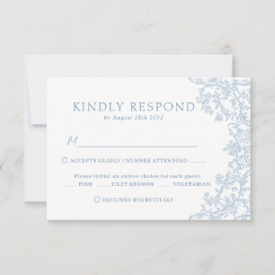 Cartons Réponse Vintage Victorian Blue Baroque Line Mariage d'art
