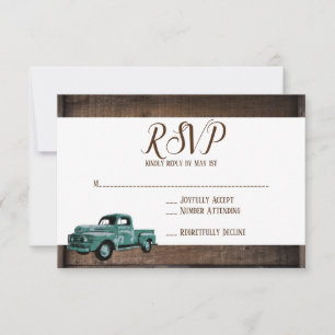 Cartons Réponse Vintage Vieux Camion Rustique Grange Mariage en bo