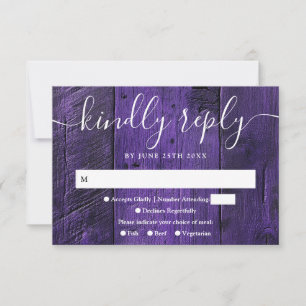 Cartons Réponse Violet Rustique Grange Boho Ouest Mariage