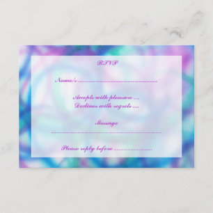 Cartons Réponse Violet, Turquoise et bleu RSVP.