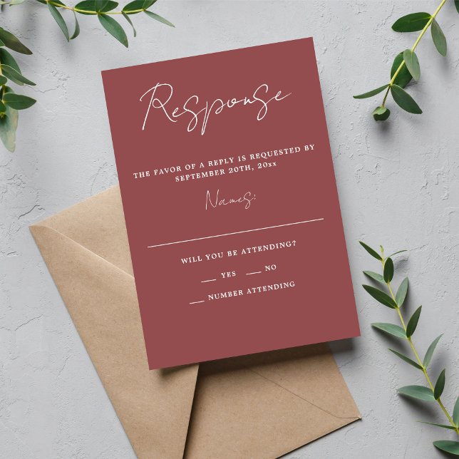 Cartons Réponse Vrai Simplicité 3 Script Minimum Marsala Mariage (Créateur téléchargé)