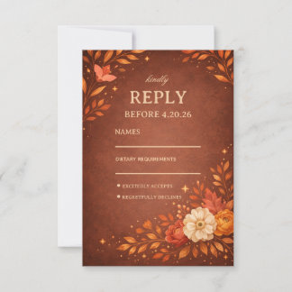 Cartons Réponse Warm Rustic Floral Guest Response
