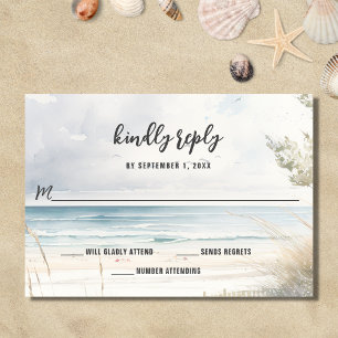 Cartons Réponse Watercolor Beach Coastal Destination Mariage