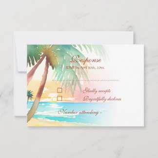 Cartons Réponse Watercolor Mariage de plage tropicale