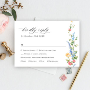Cartons Réponse Watercolor Meadow Fleur sauvage Bohemian Wedding R