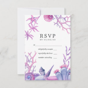 Cartons Réponse Watercolor Ocean Life Mariage