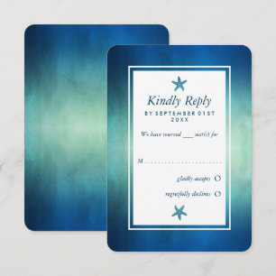 Cartons Réponse Watercolor Ocean Starfish Beach Wedding
