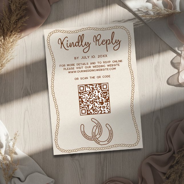 Cartons Réponse Western Cowboy Boots Barn Wedding Website QR Code (Créateur téléchargé)