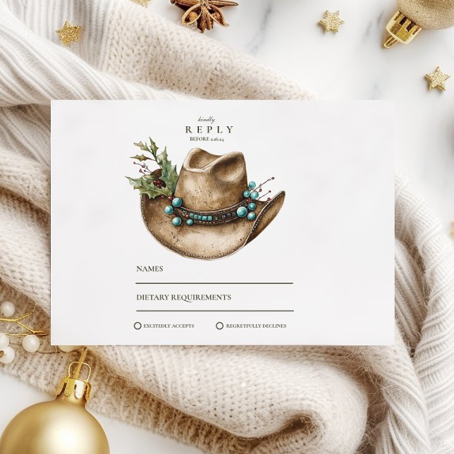 Cartons Réponse Western Cowboy Mariage de Noël (Créateur téléchargé)