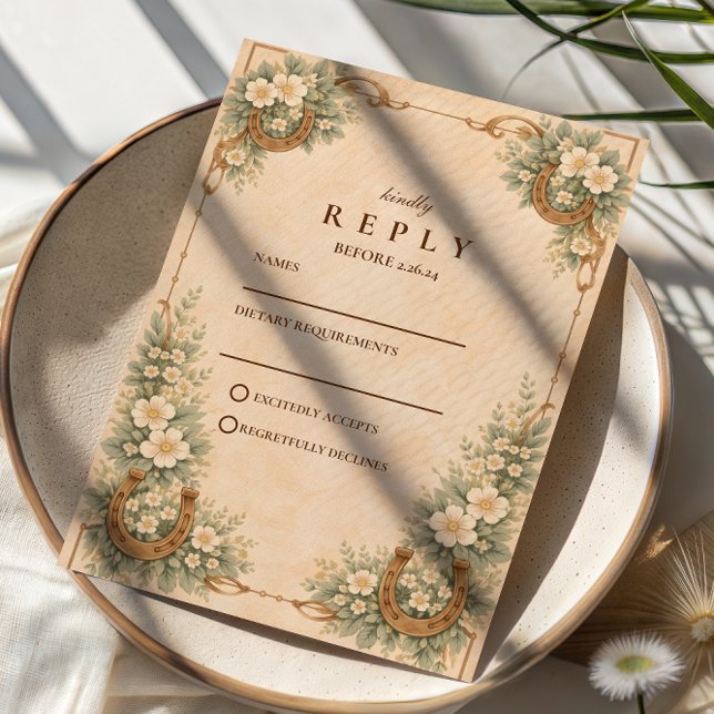 Cartons Réponse Western Desert Horseshoe Floral Wedding (Créateur téléchargé)