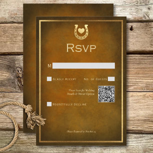 Cartons Réponse Western Rustic Horseshoe Code QR Brown & Or