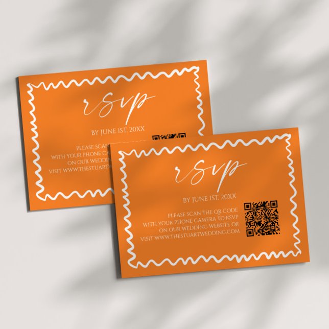 Cartons Réponse Whimsical Citrus Orange QR Code Wedding (Créateur téléchargé)