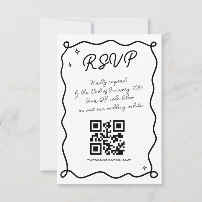 Cartons Réponse Whimsical Handdraw Code QR Mariage Correspondance  (Devant)