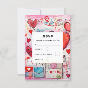 Cartons Réponse Whimsical Hearts and Love Lettres Motif Mariage