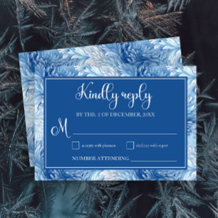Cartons Réponse Winter Wonderland Blue Snowflakes Mariage