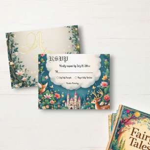 Cartons Réponse Woodland Enchanted Forest Castle Fairytale Mariage