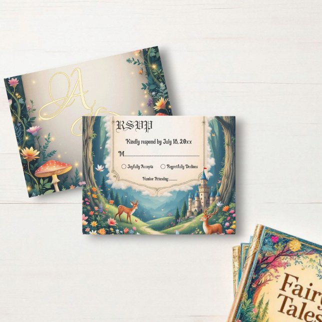 Cartons Réponse Woodland Enchanted Forest Castle Fairytale Mariage (Créateur téléchargé)