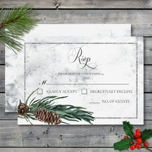 Cartons Réponse Wreath d'hiver et Mariage cardinal rouge
