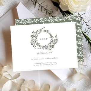 Cartons Réponse Wreath White & Sage Green Classic Mariage Website