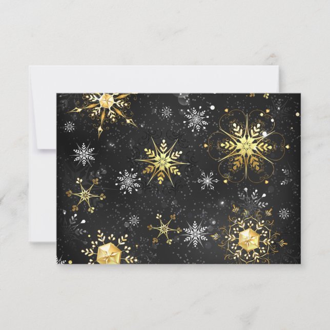 Cartons Réponse Xmas Golden Snowflakes on Black Background (Devant)