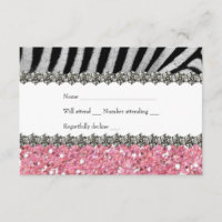 Zebra Faux Rhinestone Parties scintillant rose RSV