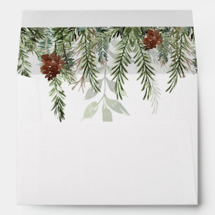 Cartons rustiques de pins d'hiver enveloppes carte