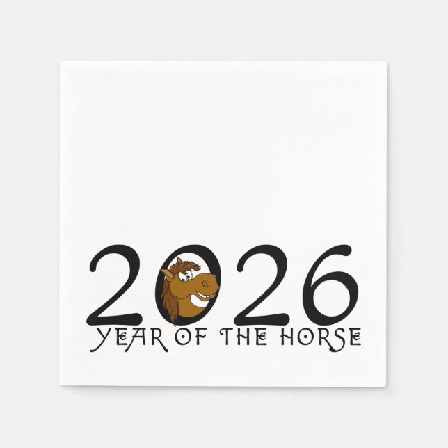 Cartoon 2026 Chinese New Year of Horse Napkin (Front)