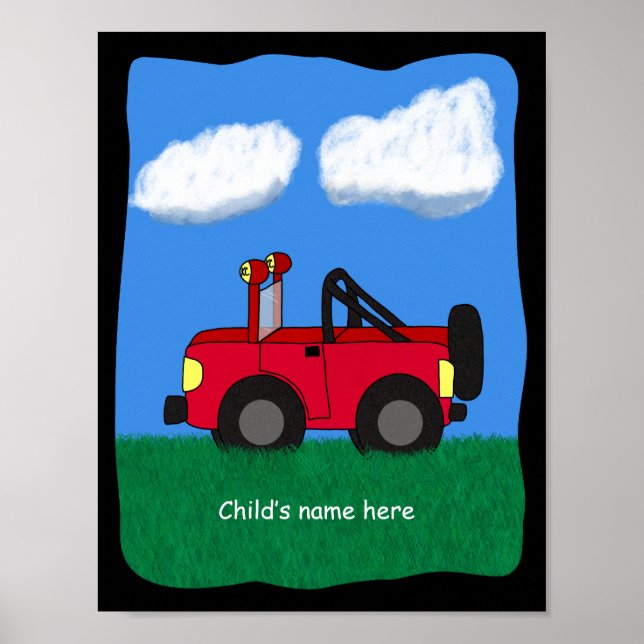 Cartoon 4 Wheel Drive Sport Utility Vehicle Poster (Front)
