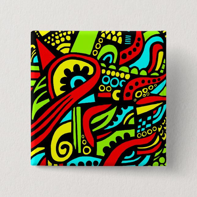 Cartoon Abstract 2 Inch Square Button (Front)