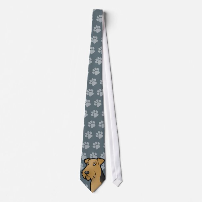 Cartoon Airedale Terrier / Welsh Terrier Tie (Front)