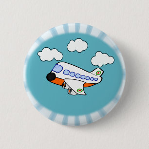 Cartoon Airplane 2 Inch Round Button