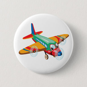 cartoon airplane 2 inch round button