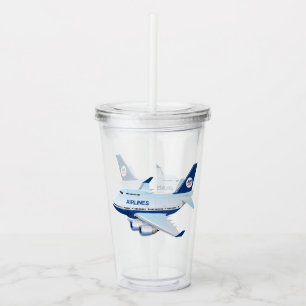 Cartoon airplane acrylic tumbler