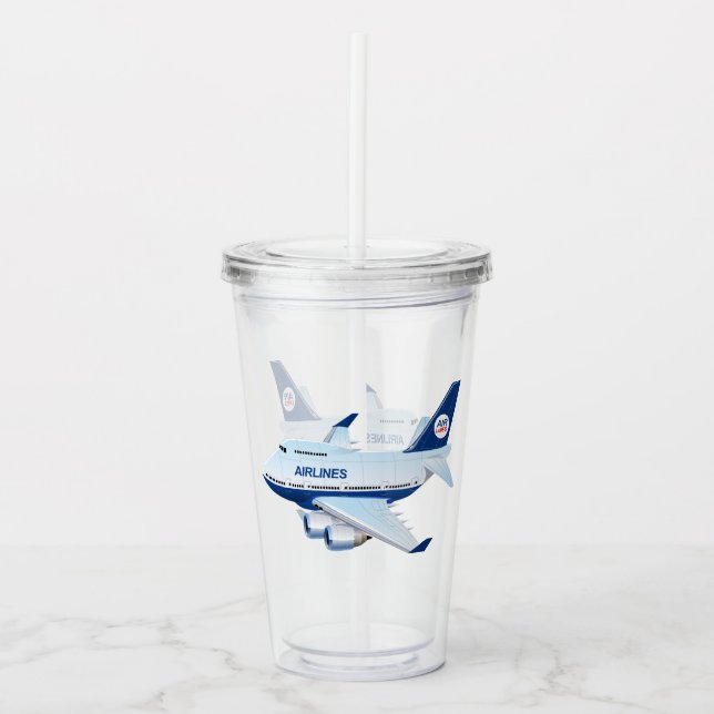 Cartoon airplane acrylic tumbler (Front)