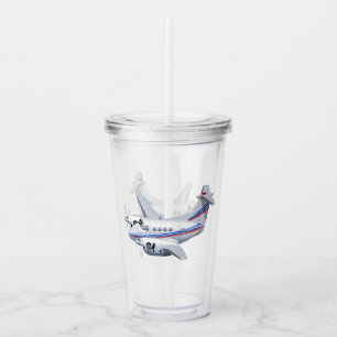 Cartoon airplane acrylic tumbler