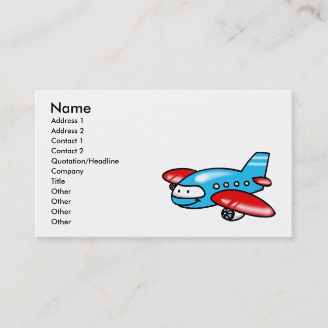 cartoon airplane business card (Front)