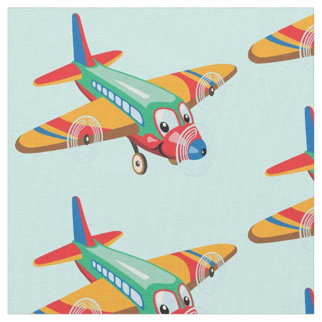 cartoon airplane fabric (Close Up)