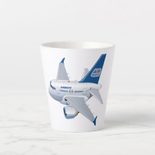 Cartoon airplane latte mug