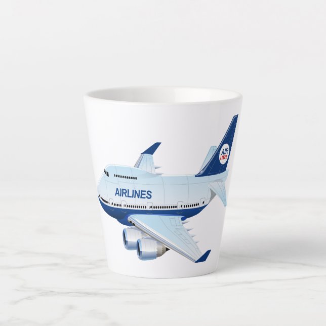 Cartoon airplane latte mug (Front)