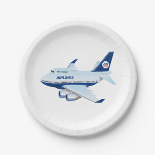 Cartoon airplane paper plate