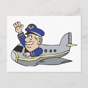 Cartoon Airplane Postcard