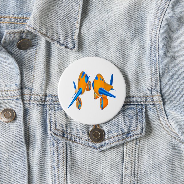 Cartoon Airplanes Vibrant Orange and Blue  3 Inch Round Button (Creator Uploaded)